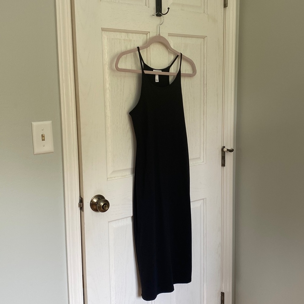 Leith black midi-dress